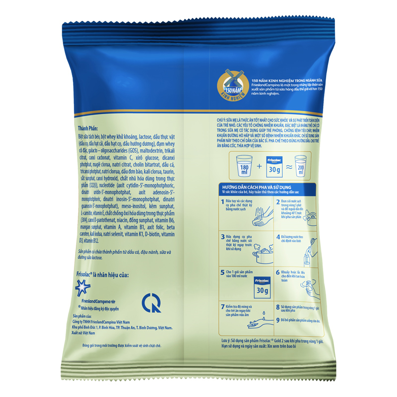 Sữa bột dạng gói Friso Gold số 2 hương vani 1440g (6 - 12 tháng) 9