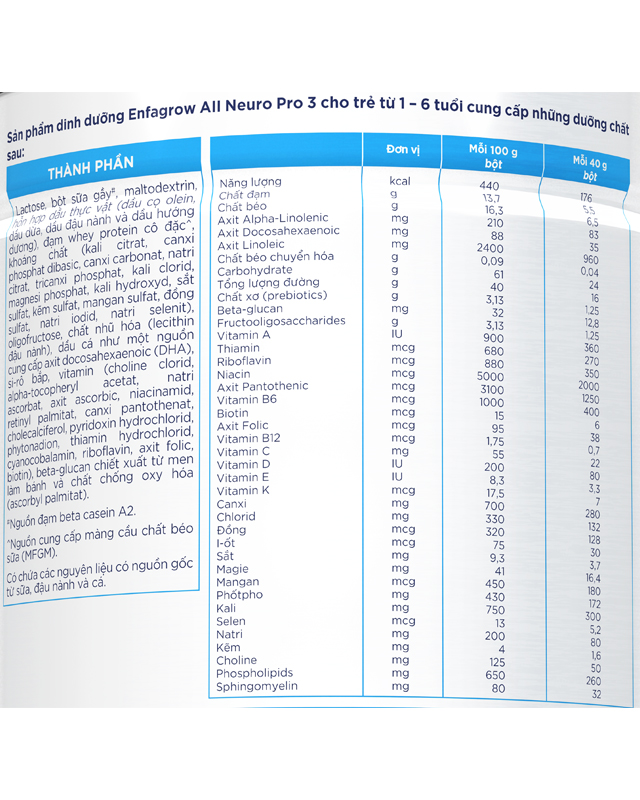 Sữa bột Enfagrow A2 Neuropro số 3 - TPDD