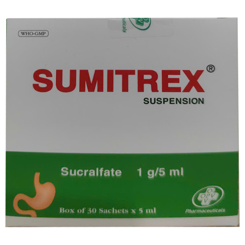 Hỗn dịch uống Sumitrex 1g/5ml trị loét dạ dày, tá tràng (30 gói x 5ml)