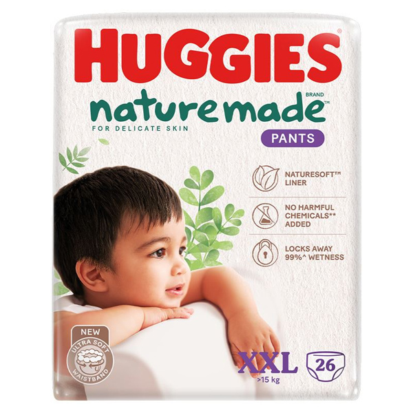 Combo 3 tã quần Huggies Nature made size XXL 26 miếng/bịch (Trên 15 kg) - AVAKids.com