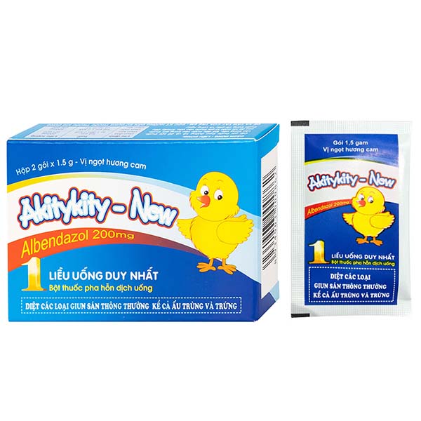 Bột pha hỗn dịch uống Akitykity-New 200mg trị các loại giun sán, ấu trùng