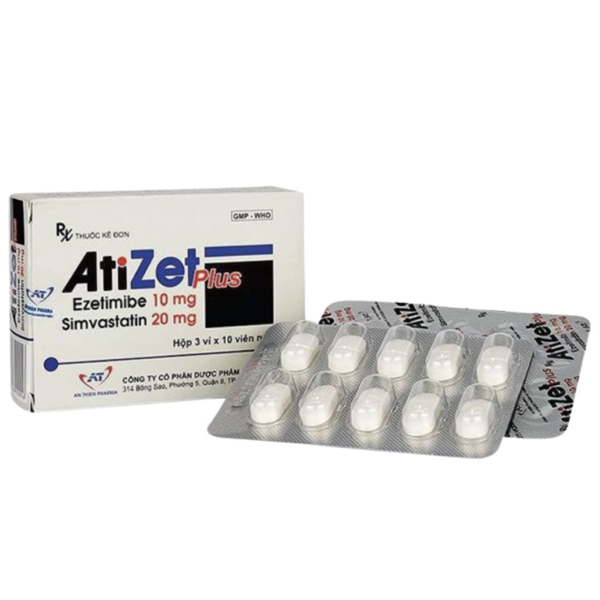 AtiZet Plus 10mg/20mg điều trị tăng cholesterol máu