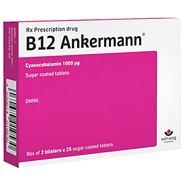 B12 Ankermann điều trị và dự phòng thiếu vitamin B12 (2 vỉ x 25 viên)