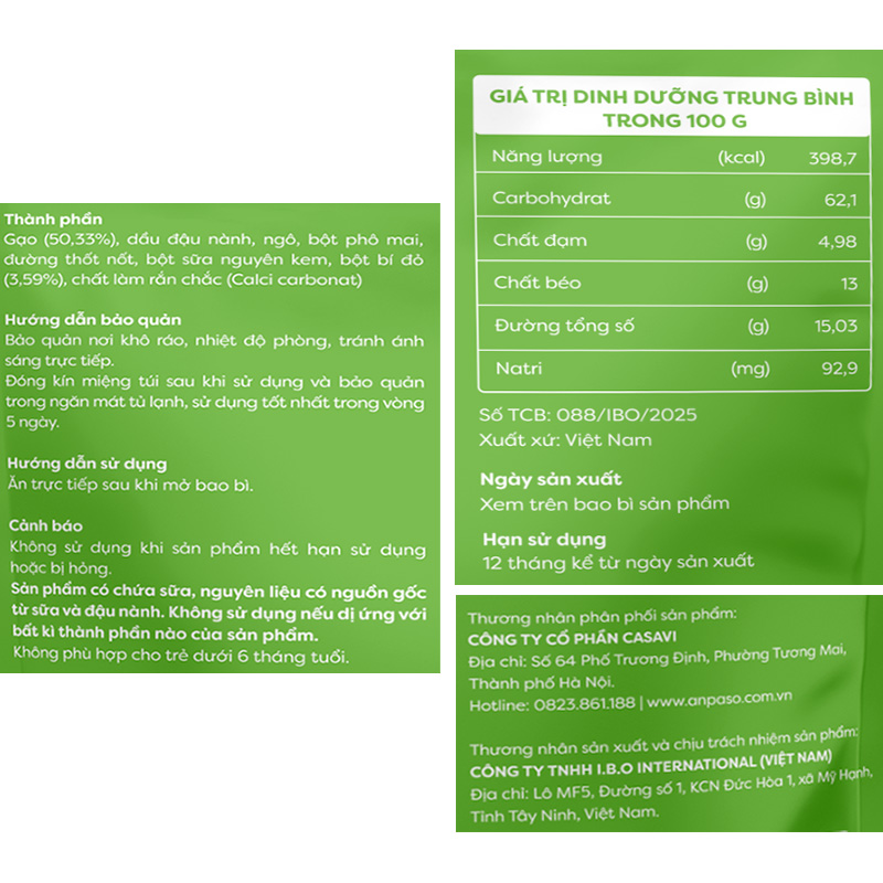 Bánh gạo ăn dặm ANPASO vị bí đỏ 30g (từ 7 tháng) 3