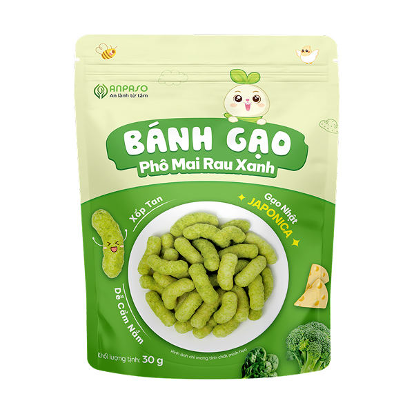 Bánh gạo ăn dặm ANPASO vị phô mai rau xanh