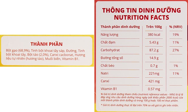 Bánh gạo ăn dặm BABY BOAT Thuyền Xưa vị táo hộp 32g - Thành phần