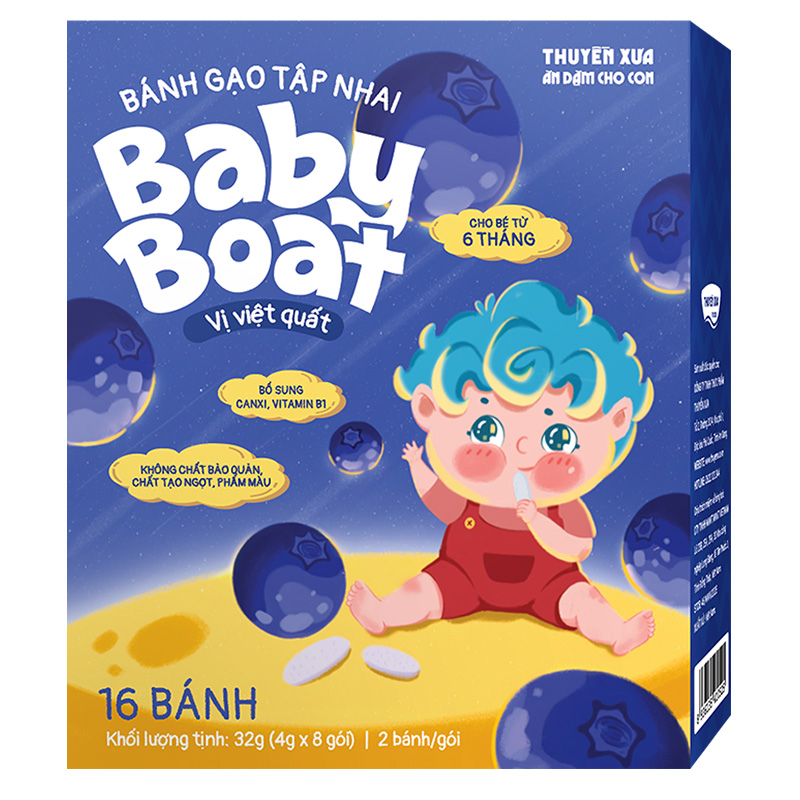 Bánh gạo ăn dặm BABY BOAT Thuyền Xưa vị việt quất hộp 32g (từ 6 tháng) 3