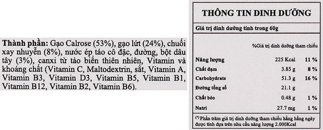 Bánh gạo ăn dặm NATUFOODIES PUFF vị dâu chuối - Thành phần