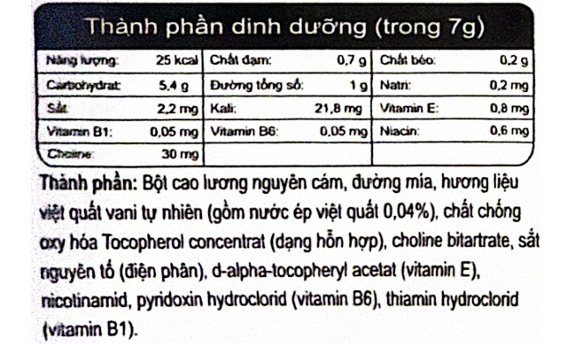 Thành phần bánh ăn dặm Gerber Puffs vị việt quất