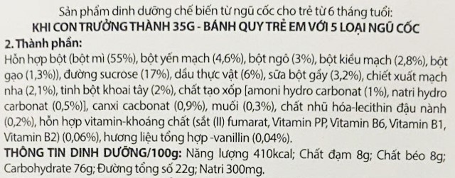 Thành phần bánh quy ăn dặm Farmalakt vị ngũ cốc