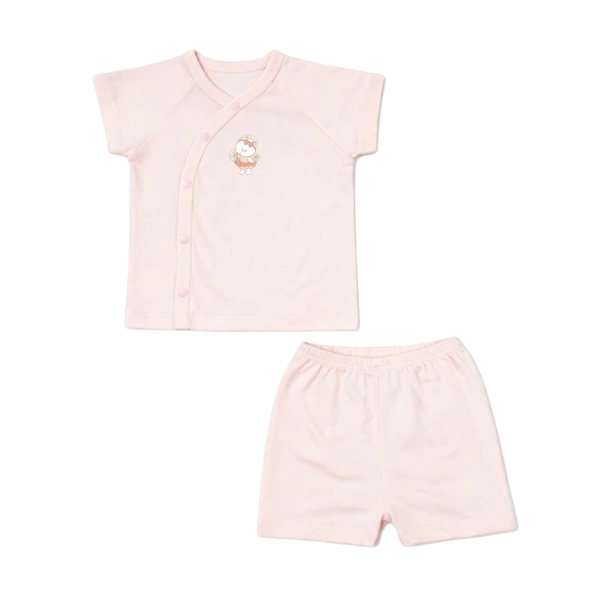 Bộ tay ngắn cài lệch bé gái Lullaby NH648C màu hồng - AVAKids.com