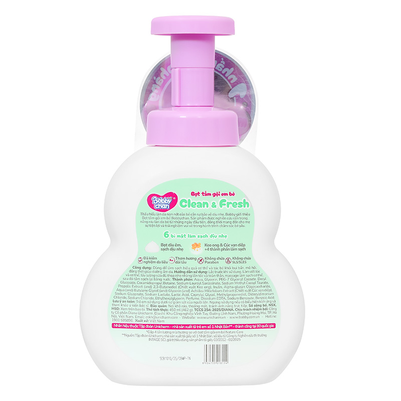 Bọt tắm & gội 2in1 cho bé BobbyChan Clear & Fresh hương trái cây 200 ml (mọi độ tuổi) 8