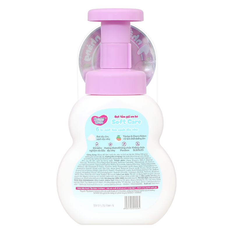 Bọt tắm & gội 2in1 cho bé BobbyChan Soft Care hương hoa 200 ml (mọi độ tuổi) 2