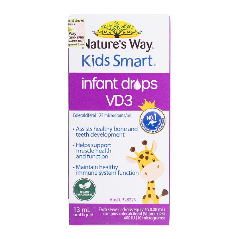Thực phẩm bổ sung Nature's Way Kids Smart Infant Drops VD3 hỗ trợ hấp thu canxi, 13 ml dạng nhỏ giọt (từ 0 tháng) 7