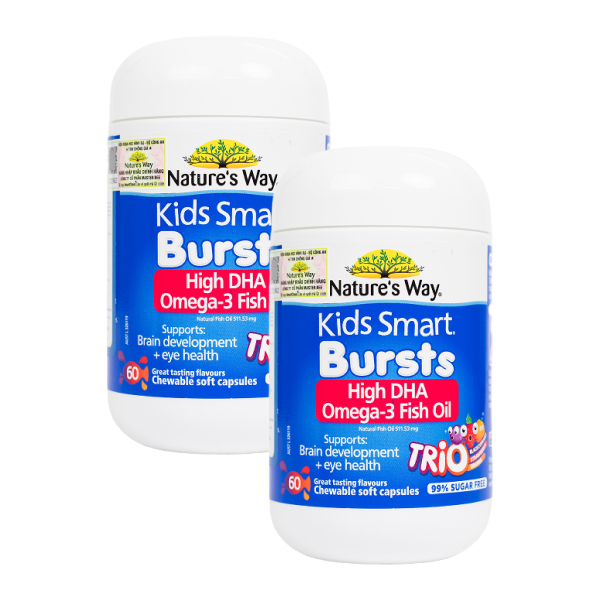 Combo 2 thực phẩm bổ sung Nature's Way Kids Smart Omega-3 Fish Oil Trio phát triển não bộ, thị lực