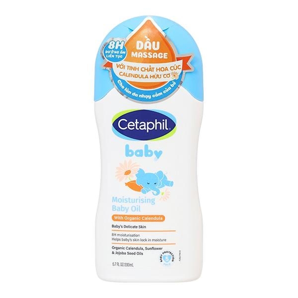 Dầu massage dưỡng ẩm cho bé chiết xuất hoa cúc Cetaphil Baby Moisturising Baby Oil 200 ml - AVAKids.com