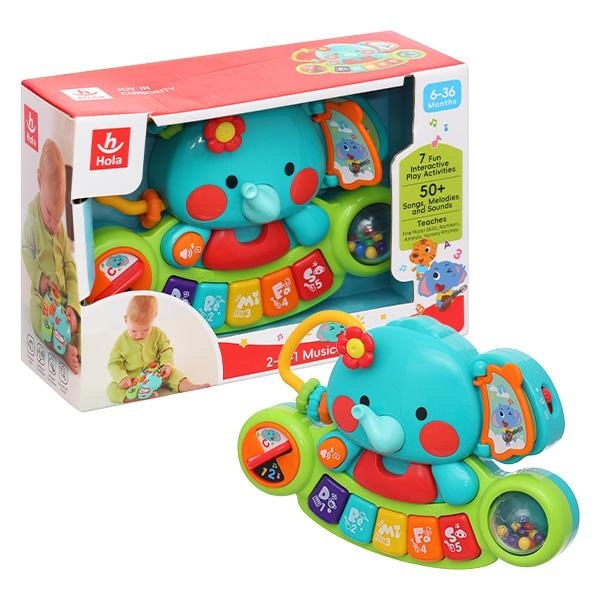 Đồ chơi đàn piano hình voi con 2in1 Hola 3135