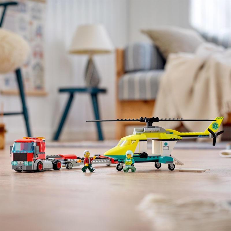 Đồ chơi lắp ráp xe vận chuyển trực thăng cứu hộ Lego City 60343 - Thiết kế