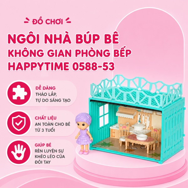 Đồ chơi ngôi nhà búp bê không gian phòng ngủ HappyTime 0588-55 31