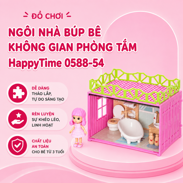 Đồ chơi ngôi nhà búp bê không gian phòng ngủ HappyTime 0588-55 46