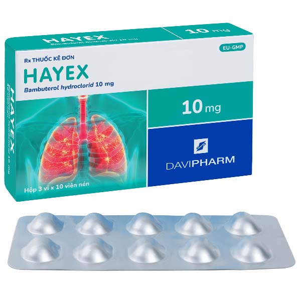 Hayex 10mg điều trị hen phế quản, co thắt phế quản