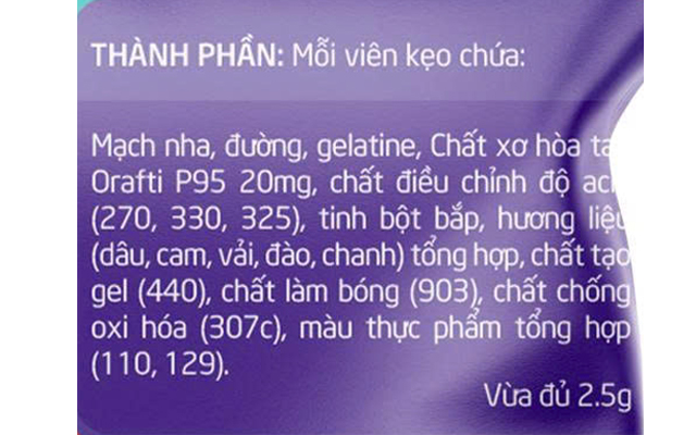 Kẹo dẻo Nam Dược Nin Jelly bổ sung chất xơ - Thành phần