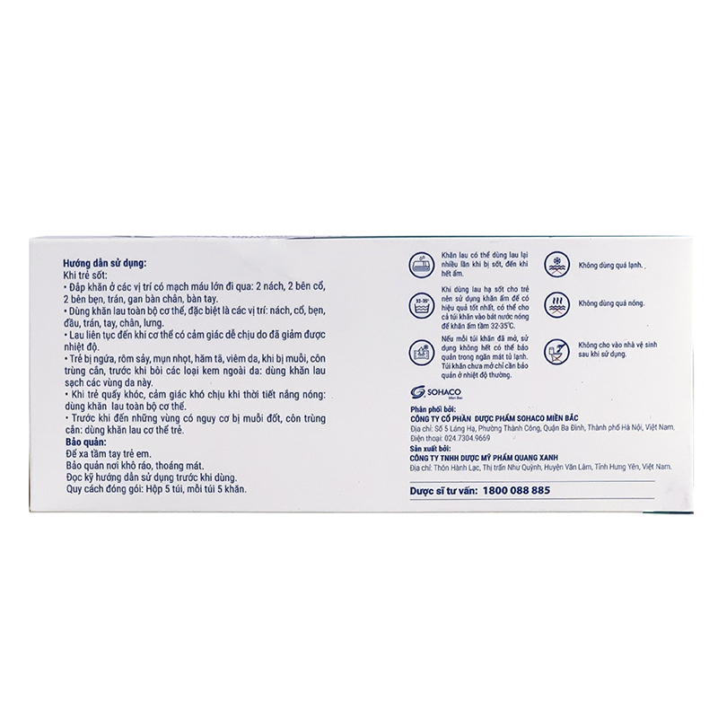 Khăn hạ sốt Sachi cho bé từ 0 tháng (hộp 5 túi) 4
