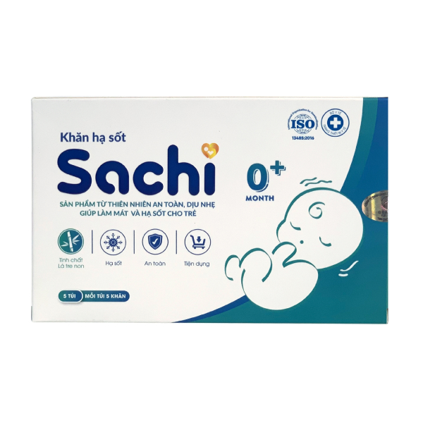 Khăn hạ sốt Sachi cho bé từ 0 tháng (hộp 5 túi) - AVAKids.com