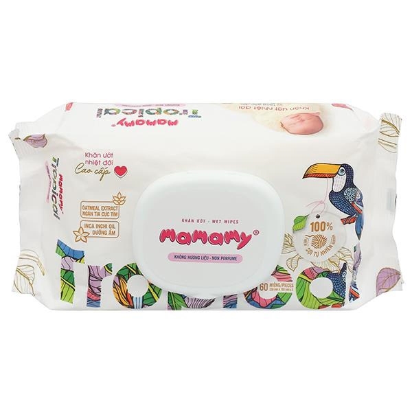 Khăn Ướt Mamamy Tropical Không Mùi 60 Tờ mềm mại, mua 3 tặng 1 - AVAKids.com