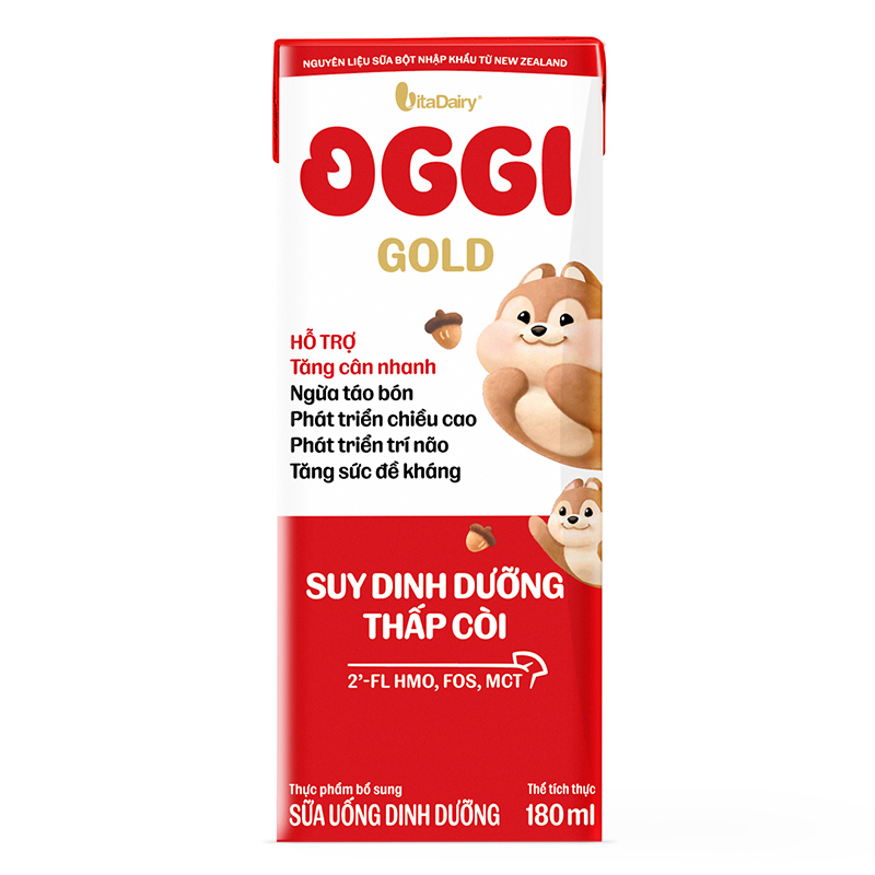 Lốc 4 hộp sữa pha sẵn Oggi Gold 180 ml cho trẻ suy dinh dưỡng (từ 1 tuổi) - Giao bao bì ngẫu nhiên 3
