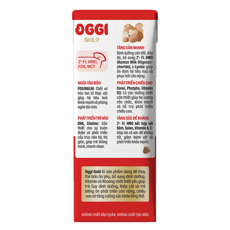 Lốc 4 hộp sữa pha sẵn Oggi Gold 180 ml cho trẻ suy dinh dưỡng (từ 1 tuổi) - Giao bao bì ngẫu nhiên 4