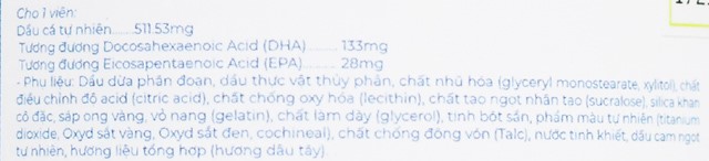 Thực phẩm bổ sung Nature's Way Kids Smart Omega-3 Fish Oil Trio phát triển não bộ, thị lực - Thành phần