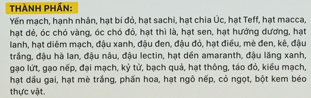 Ngũ cốc Dr.Maya Lạc Lạc Premium bổ sung dưỡng chất cho mẹ bầu - Thành phần
