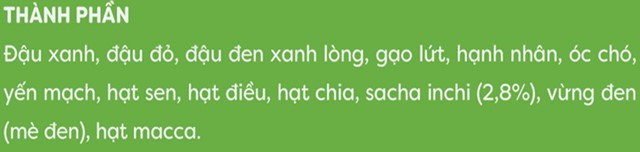 Ngũ cốc hạt Anpaso bổ sung dưỡng chất cho mẹ bầu - Thành phần