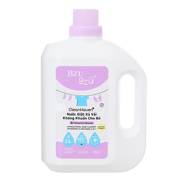 Nước Giặt Xả Kháng Khuẩn 2in1 Bzu Bzu 3L sạch đồ bé, mua 2 tặng quà - AVAKids.com