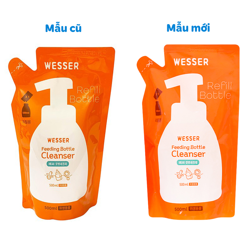 Nước rửa bình sữa Wesser chai 500 ml hương bưởi - Giao bao bì ngẫu nhiên 9