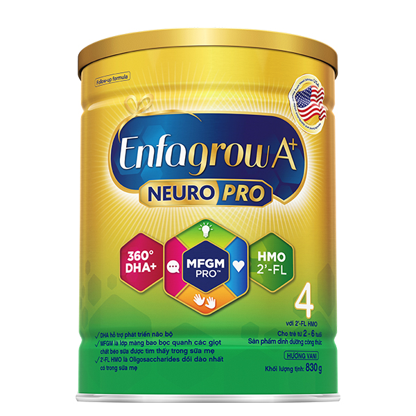 Combo 2 sữa bột Enfagrow A+ Neuropro số 4 hương vani 830g (2 - 6 tuổi) - Giao bao bì ngẫu nhiên - AVAKids.com