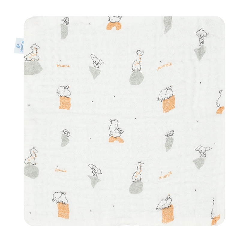 Set 5 khăn sữa muslin nhăn Piumie 6 lớp 27x27 cm - Gấu nâu 2