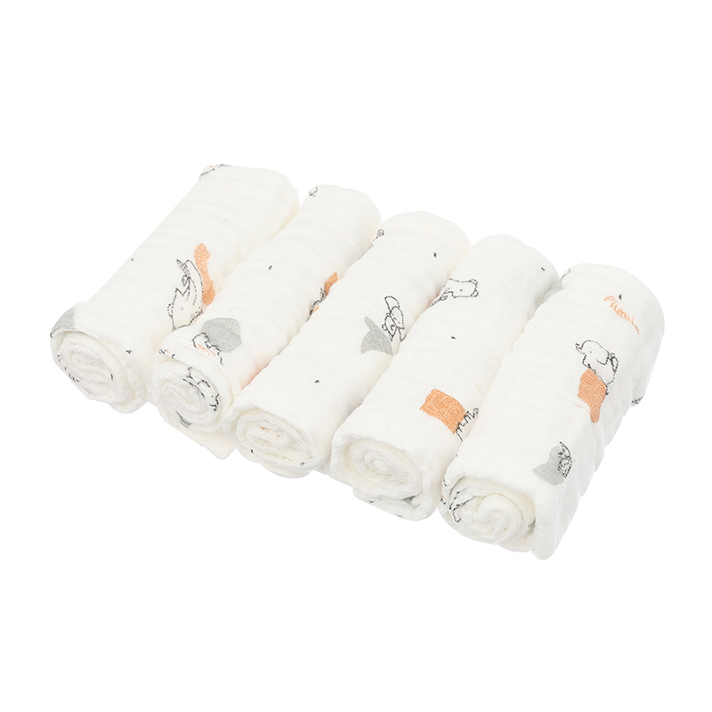 Set 5 khăn sữa muslin nhăn Piumie 6 lớp 27x27 cm - Gấu nâu 6