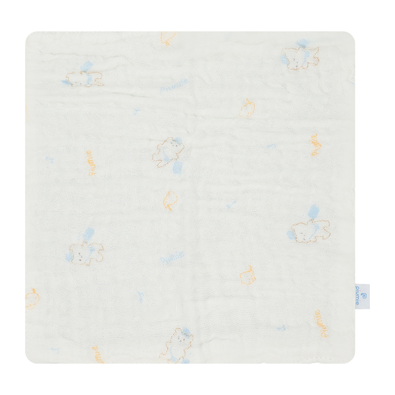 Set 5 khăn sữa muslin nhăn Piumie 6 lớp 27x27 cm - Gấu nâu 12