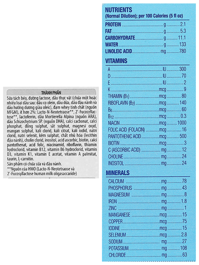 Thành phần của Sữa bột Enfamil Enspire Infant Formula - Mẫu mới