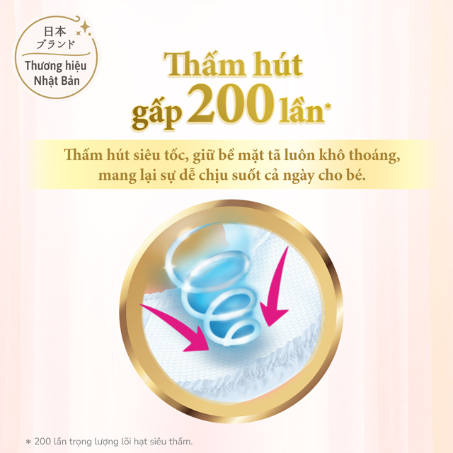 Tã dán Merries First Premium size NB 62 miếng - Thấm hút