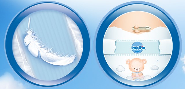 Tã dán Molfix Oxy size NB - Thiết kế