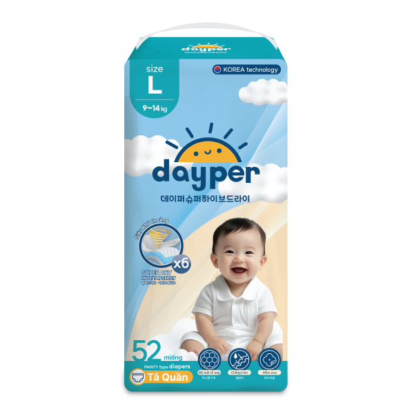 Tã quần Dayper Size L52 thấm hút tốt, êm mềm, mua 2 tặng quà - AVAKids.com