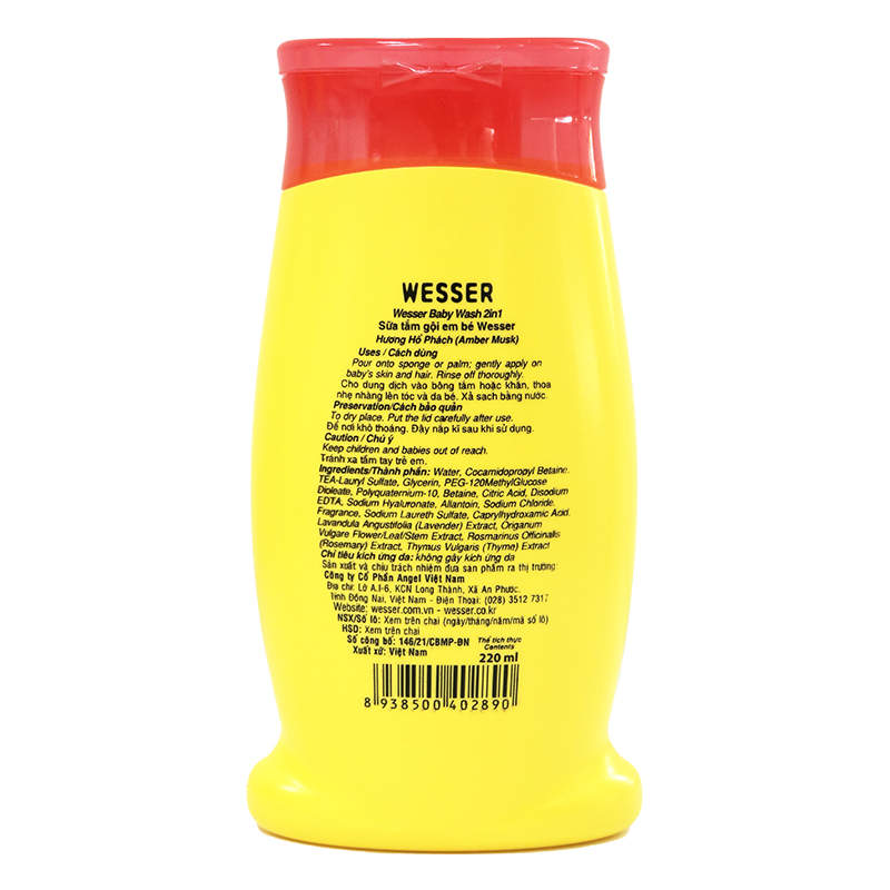 Sữa tắm & gội 2in1 cho bé Wesser hương hổ phách 500 ml (mọi độ tuổi) 6