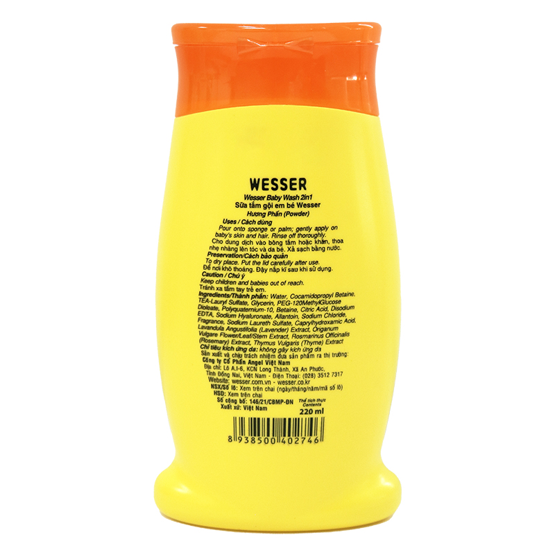 Sữa tắm & gội 2in1 cho bé Wesser hương phấn 200 ml (mọi độ tuổi) 5