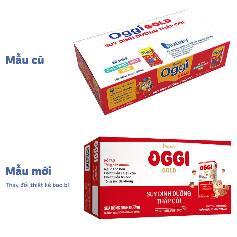 Thùng 48 hộp sữa pha sẵn Oggi Gold 110 ml cho trẻ suy dinh dưỡng (từ 1 tuổi) - Giao bao bì ngẫu nhiên 2