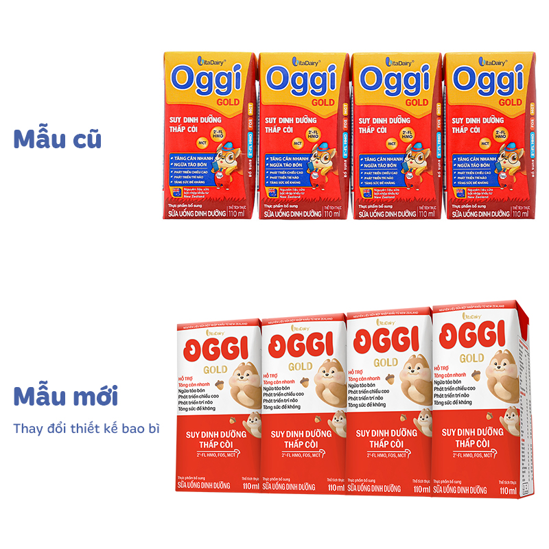 Thùng 48 hộp sữa pha sẵn Oggi Gold 110 ml cho trẻ suy dinh dưỡng (từ 1 tuổi) - Giao bao bì ngẫu nhiên 3