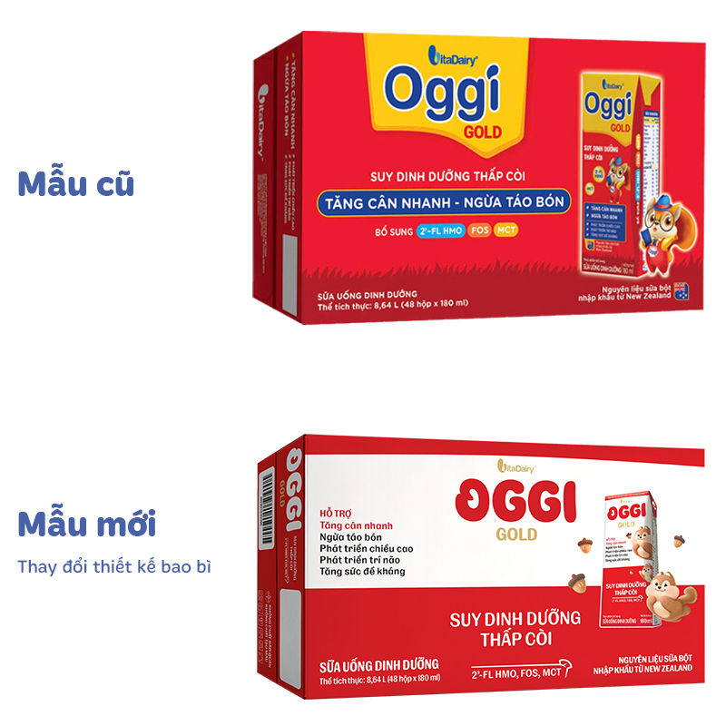 Lốc 4 hộp sữa pha sẵn Oggi Gold 180 ml cho trẻ suy dinh dưỡng (từ 1 tuổi) - Giao bao bì ngẫu nhiên 10
