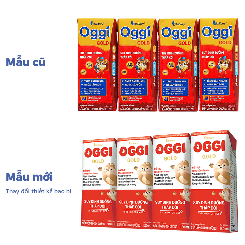 Lốc 4 hộp sữa pha sẵn Oggi Gold 180 ml cho trẻ suy dinh dưỡng (từ 1 tuổi) - Giao bao bì ngẫu nhiên 11